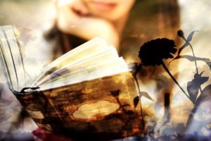 本を読む女性(読書・フォトモンタージュ)