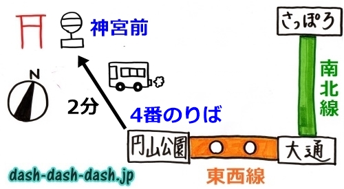 札幌駅から北海道神宮へのアクセス(バス)