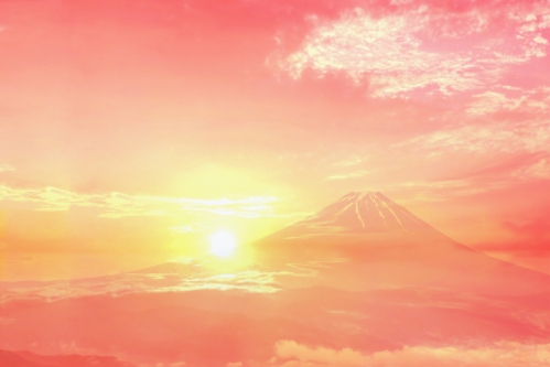 富士山と夕日