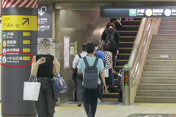 渋谷駅(東急田園都市線・半蔵門線)ホーム(ハチ公改札への階段・エスカレーター)01