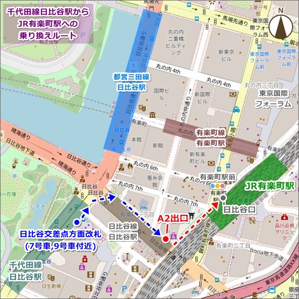 千代田線日比谷駅からJR有楽町駅への徒歩ルート地図03