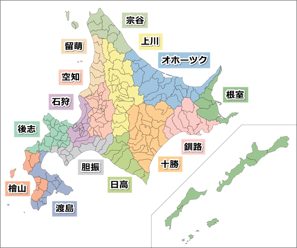 北海道市町村区域図(総合振興局・振興局マップ)02