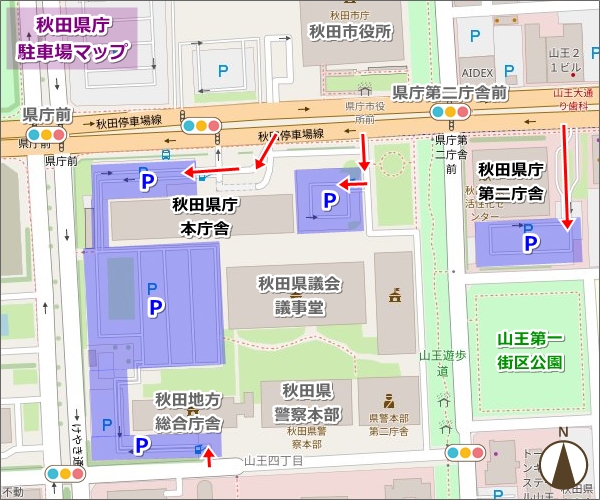 秋田県庁駐車場マップ(地図)02