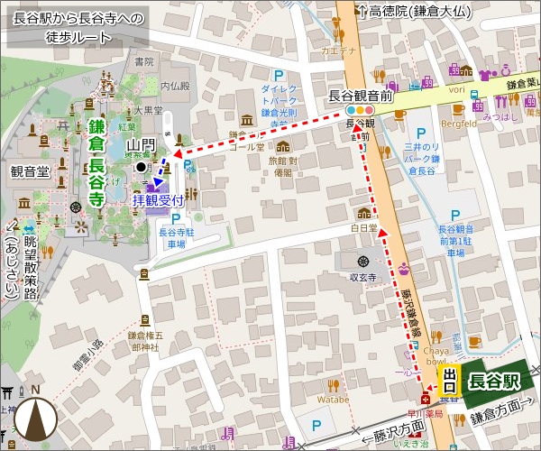 長谷駅から長谷寺への徒歩ルートマップ(地図)02