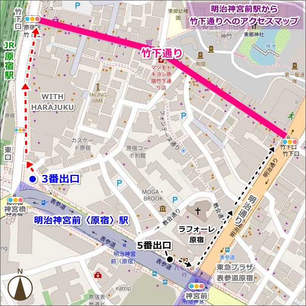 明治神宮前駅から竹下通りへのアクセスマップ(地図)01