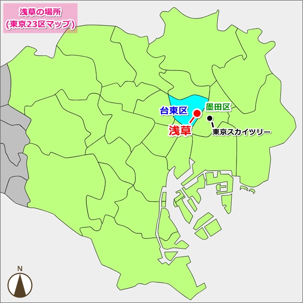 浅草の場所(東京23区マップ)01