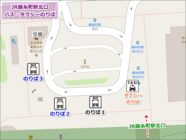 JR錦糸町駅北口バス・タクシーのりばマップ(地図)01