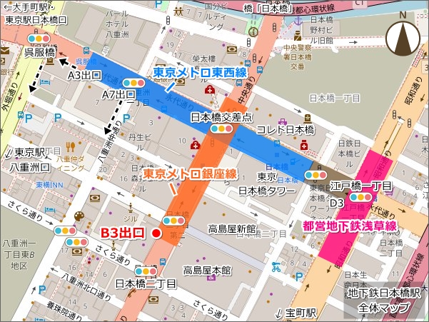 地下鉄日本橋駅全体マップ(地図)02