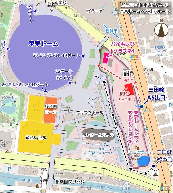 都営地下鉄三田線・水道橋駅から東京ドームへの徒歩ルートマップ(地図)03