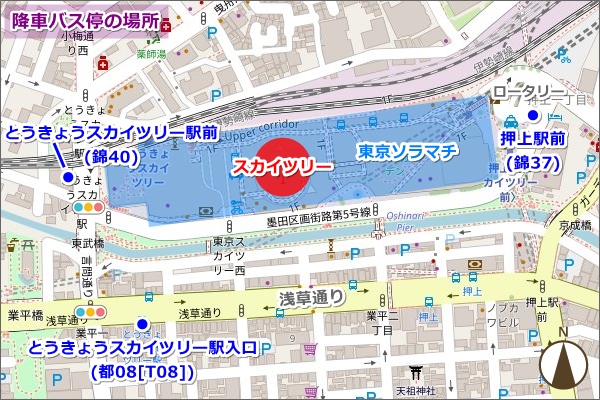 東京スカイツリーの最寄りバス停の場所(地図)01