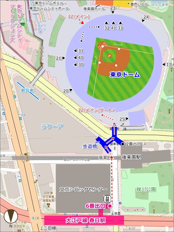 春日駅から東京ドームへの徒歩ルートマップ(地図)03