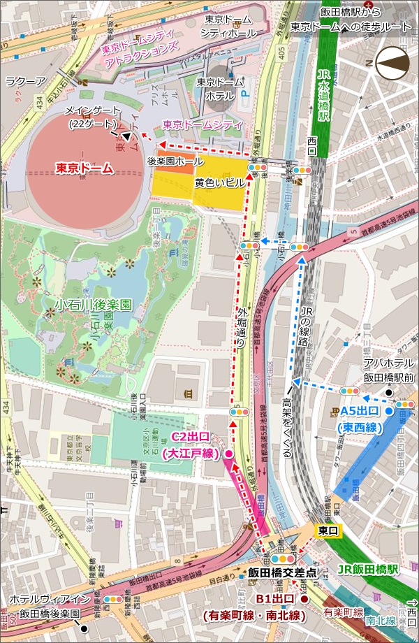 飯田橋駅から東京ドームへの徒歩ルートマップ(地図)08