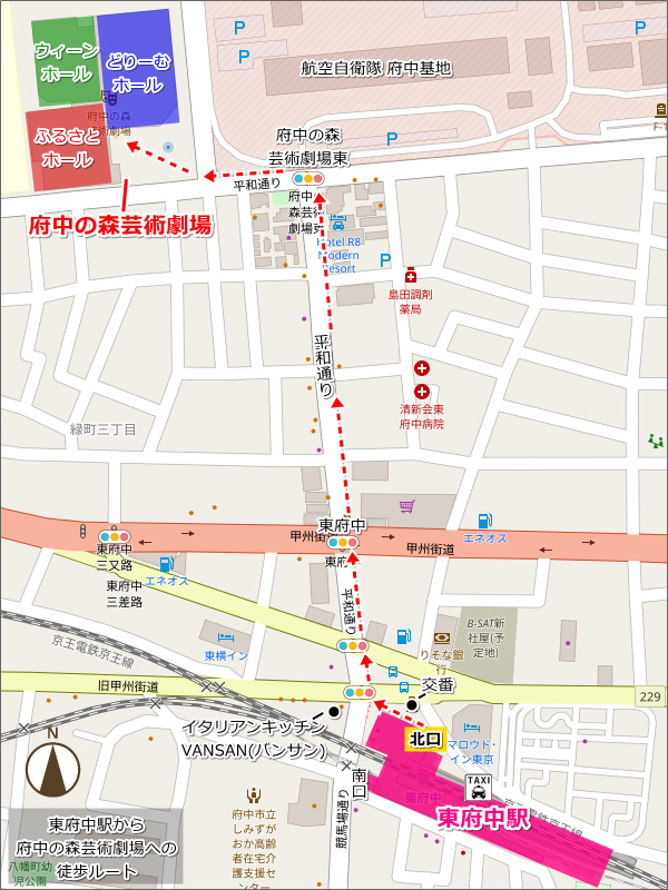 東府中駅から府中の森芸術劇場への徒歩ルートマップ(地図)02