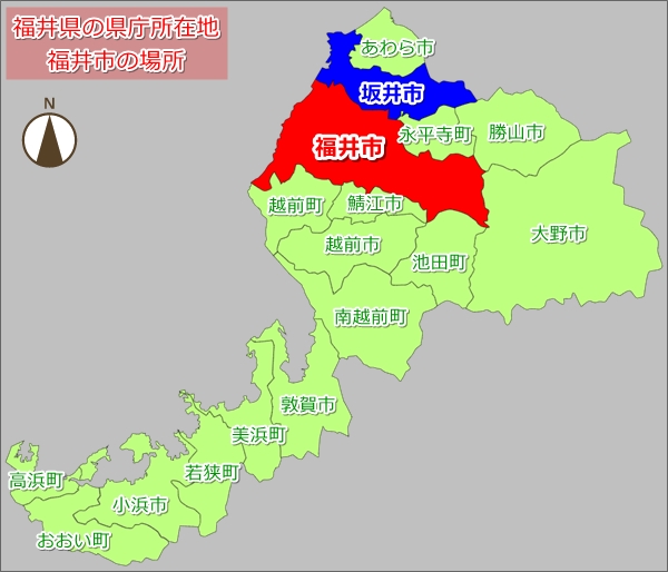 福井県の県庁所在地・福井市の場所(地図)01