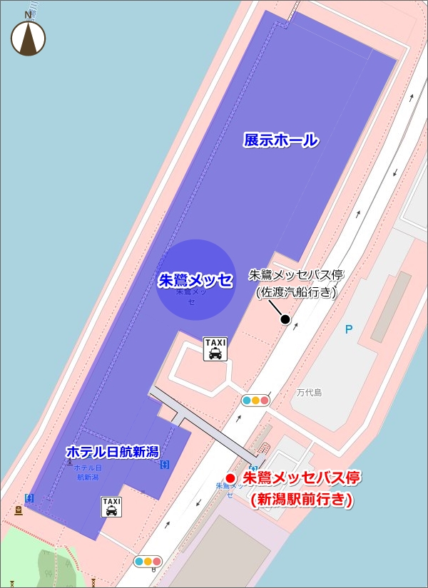 朱鷺メッセバス停の場所(新潟駅前行き・地図)02