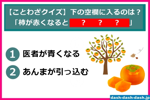 柿に関する故事･ことわざ(クイズ・柿が赤くなると？)01